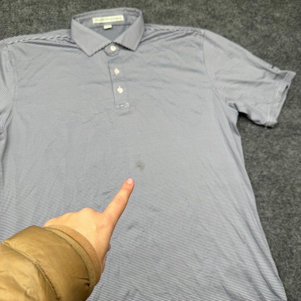 Holderness & Bourne Shirt Men's Large Tailored Fit Golf Polo Blue/White Striped - Picture 3 of 10